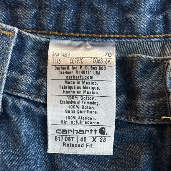 Carhartt Blue Denim Frayed Shorts Unisex 40 EUC - Picture 5 of 8